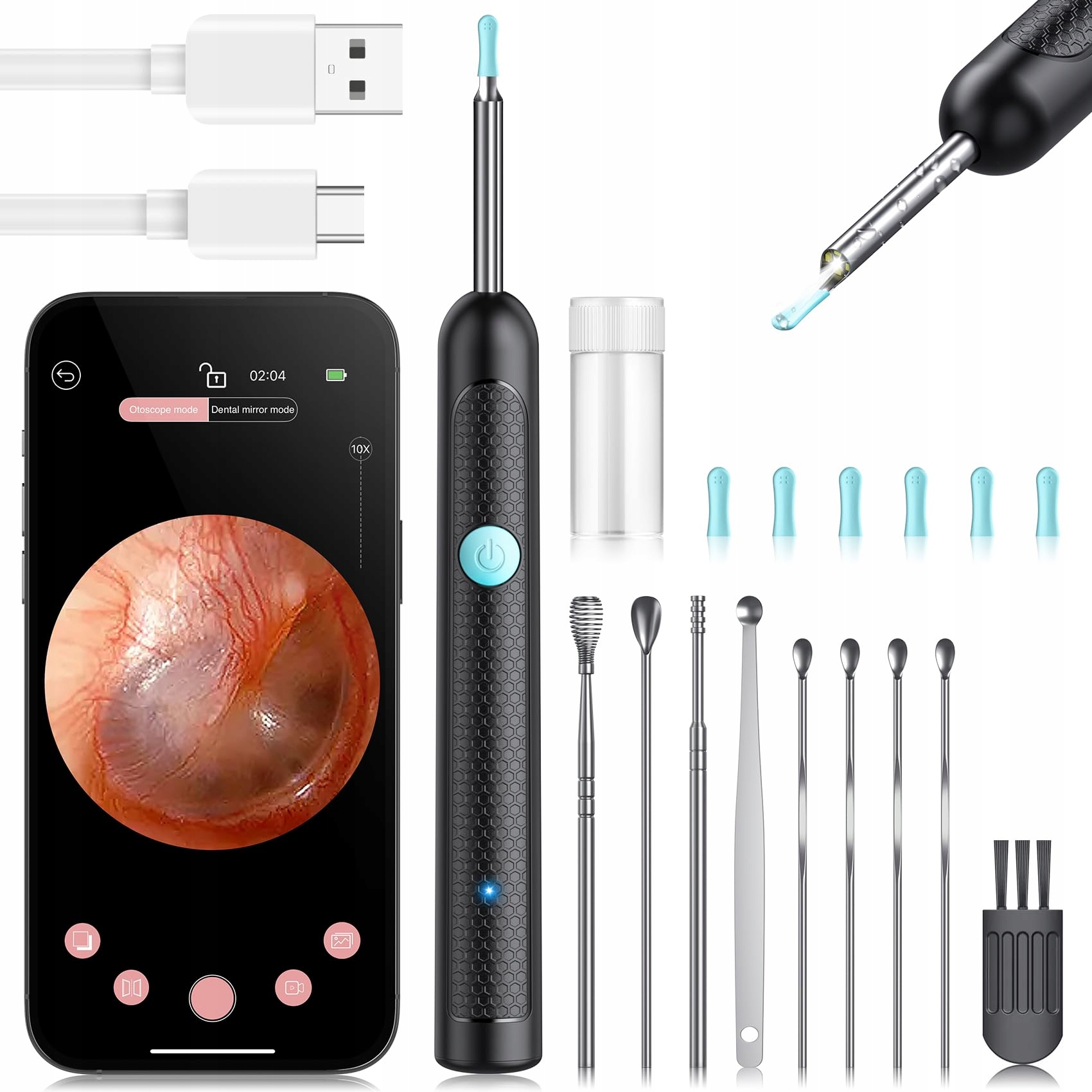 SMART OTOSCOPE КАМЕРА ЧИСТКА УШЕЙ ВОСК WIFI HD