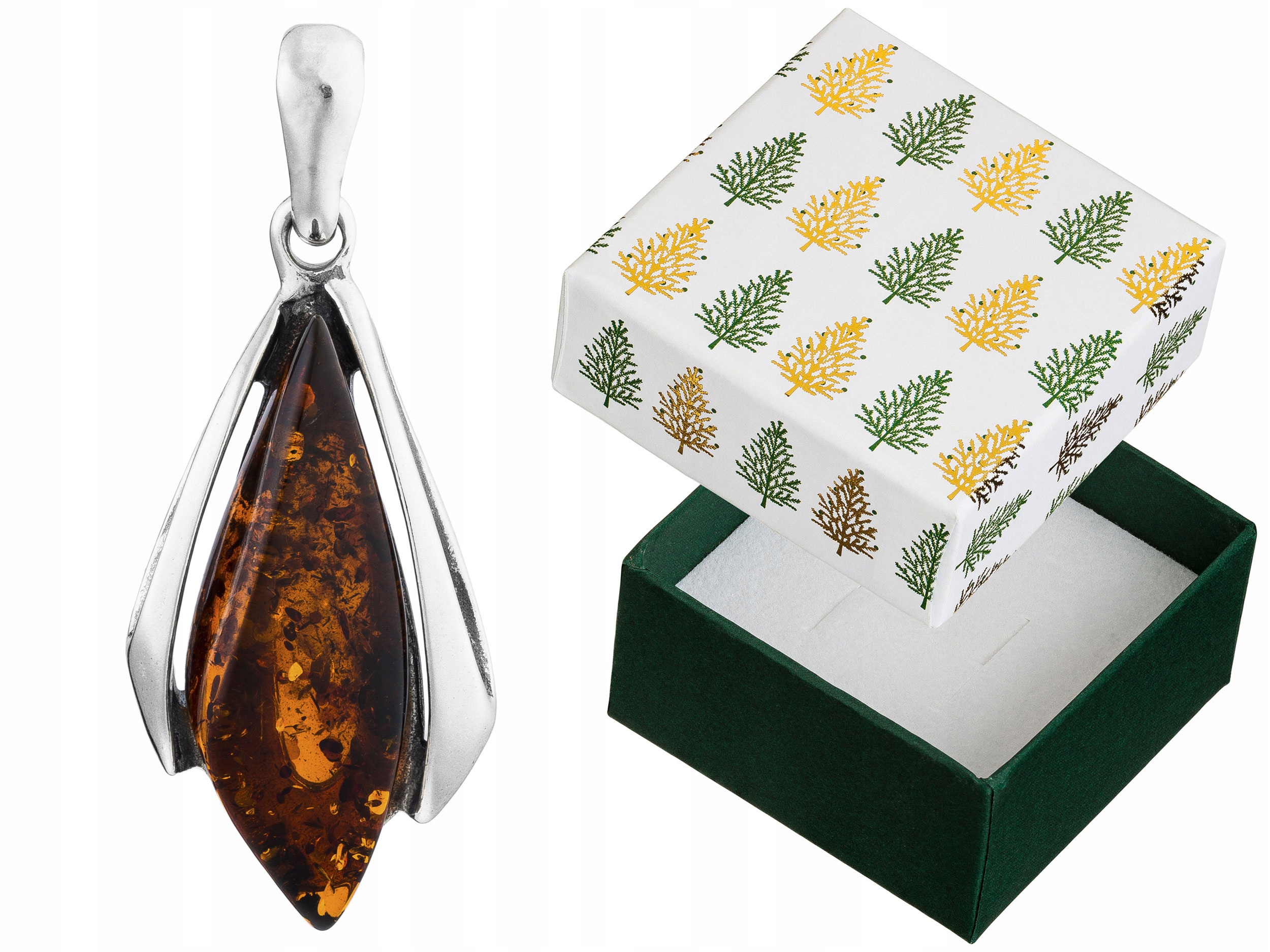 Velký stříbrný přívěsek Unikát s jantarem Oxidovaný stříbrný přívěsek 925