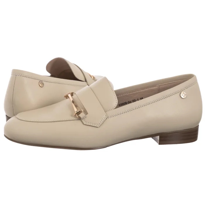 Boty Mokasíny Kožené Dámské Maciejka Béžové K6809-04/00-1