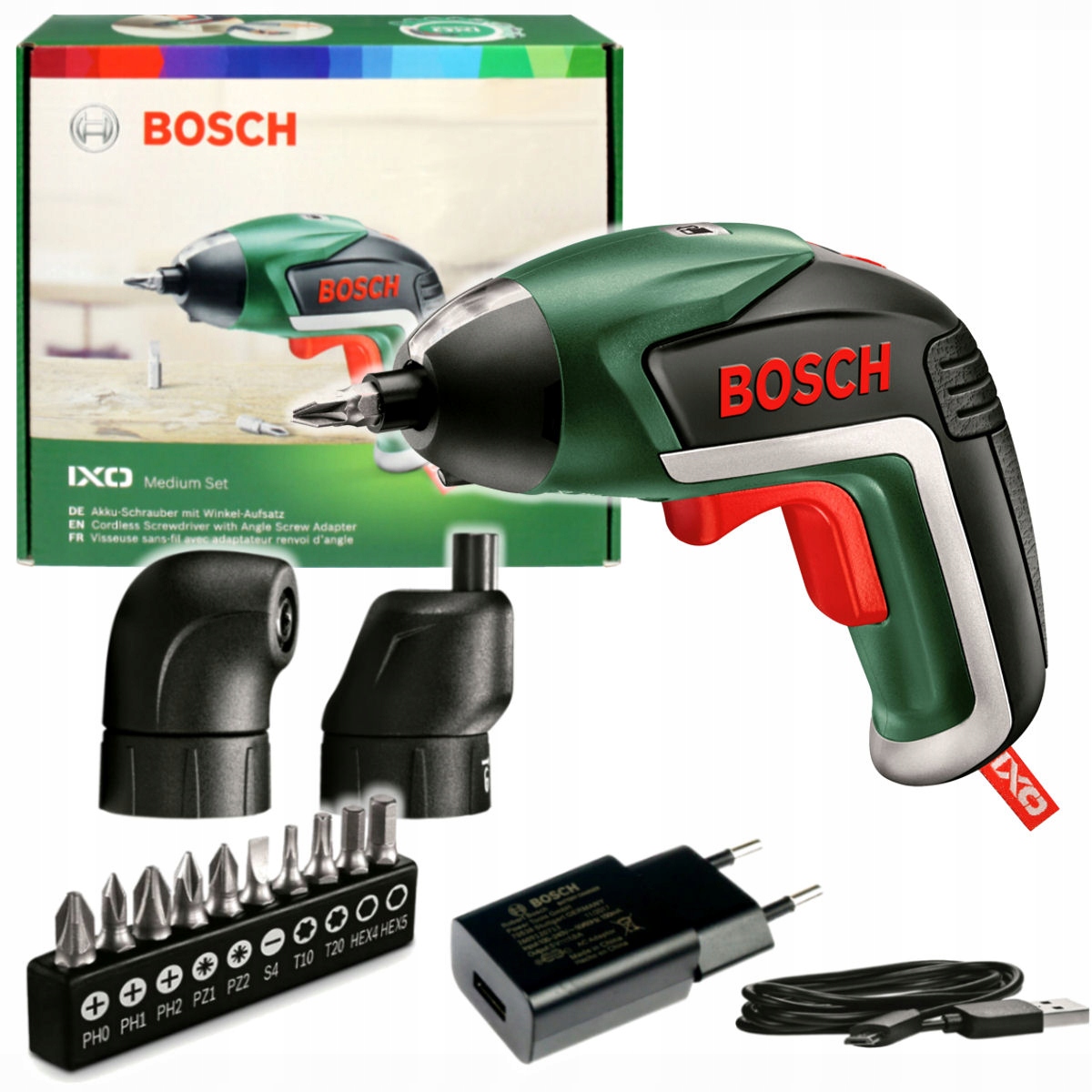 WKRĘTARKA IXO 5 BOSCH FULL SET 10 BITÓW 2 ADAPTERY