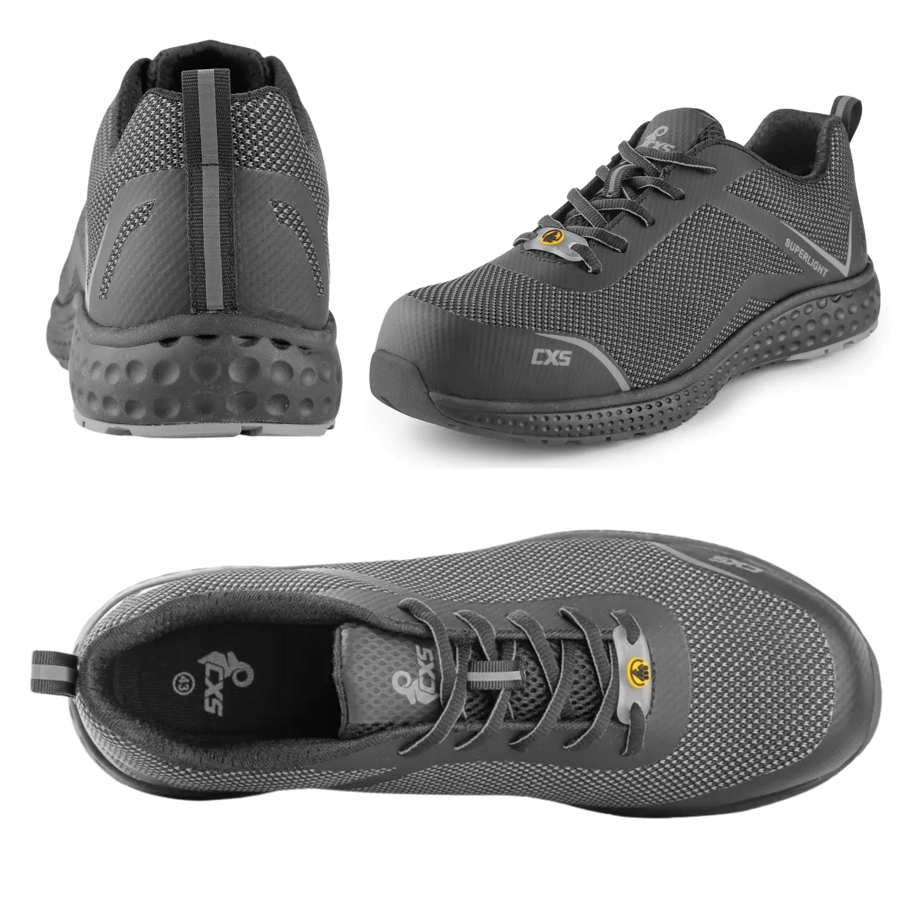 Buty Robocze S1PS Esd Lekkie Sportowe Kompozyt Bez Metalu Oddychające 42