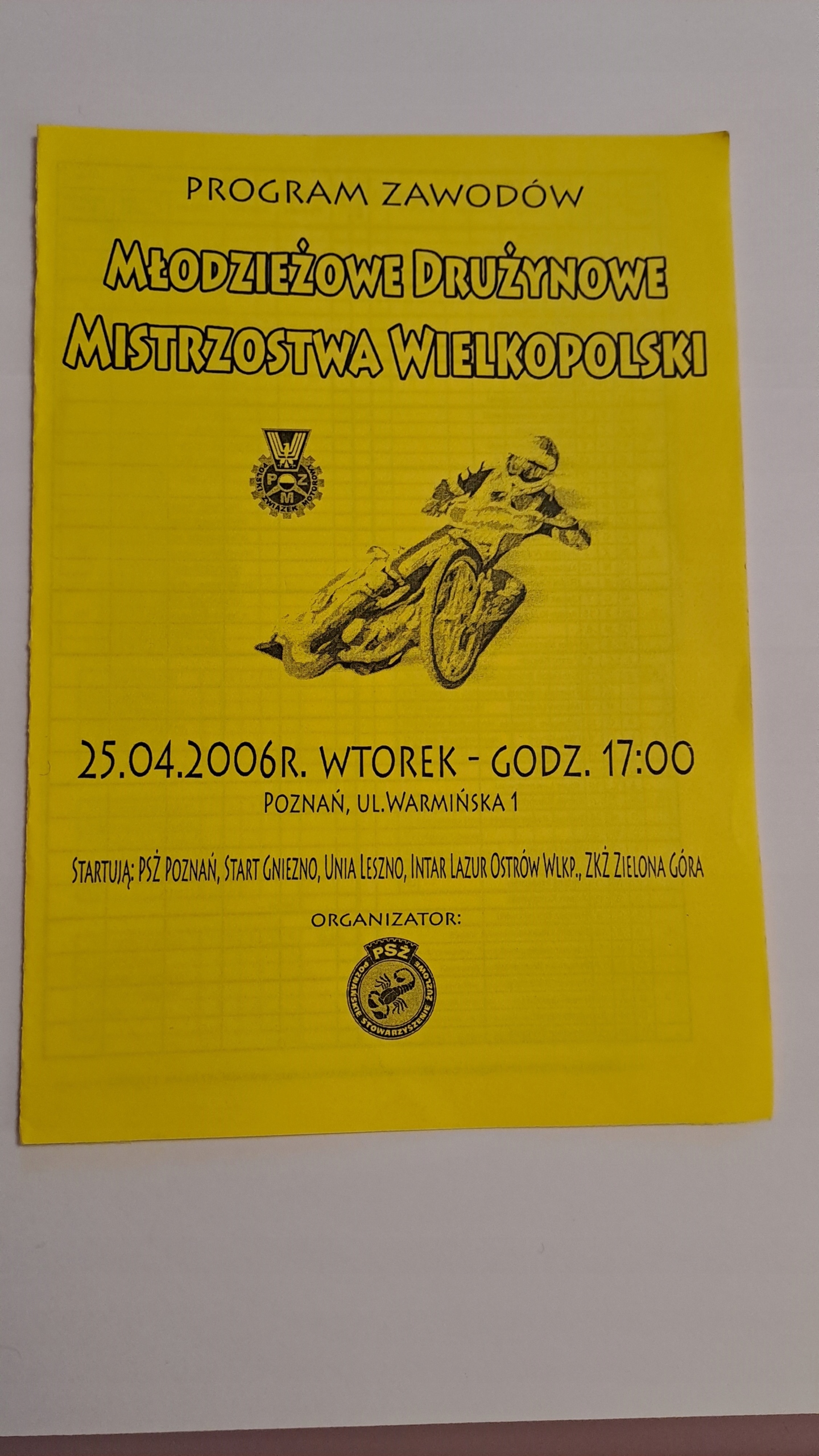 MŁODZIEŻOWE DRUŻYNOWE MISTRZOSTWA WLKP 25-04-2006 - PROGRAM ŻUŻLOWY CZYSTY