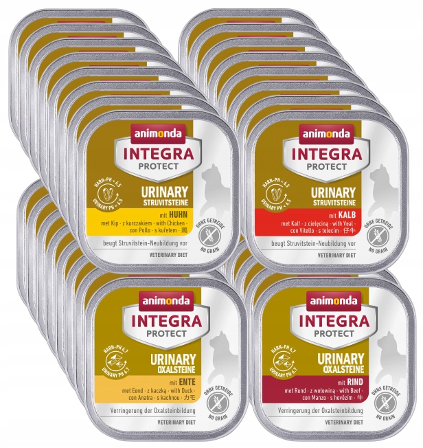 Animonda Integra Urinary (Struvite Oxal) 32 x 100 g MIX 4 příchutí