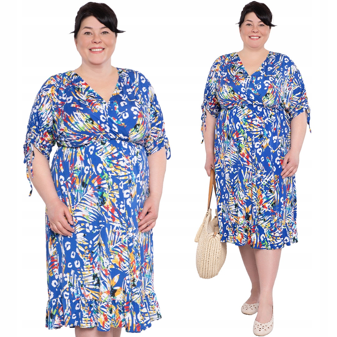 Šaty barevné modré vzorované velikost 54/56