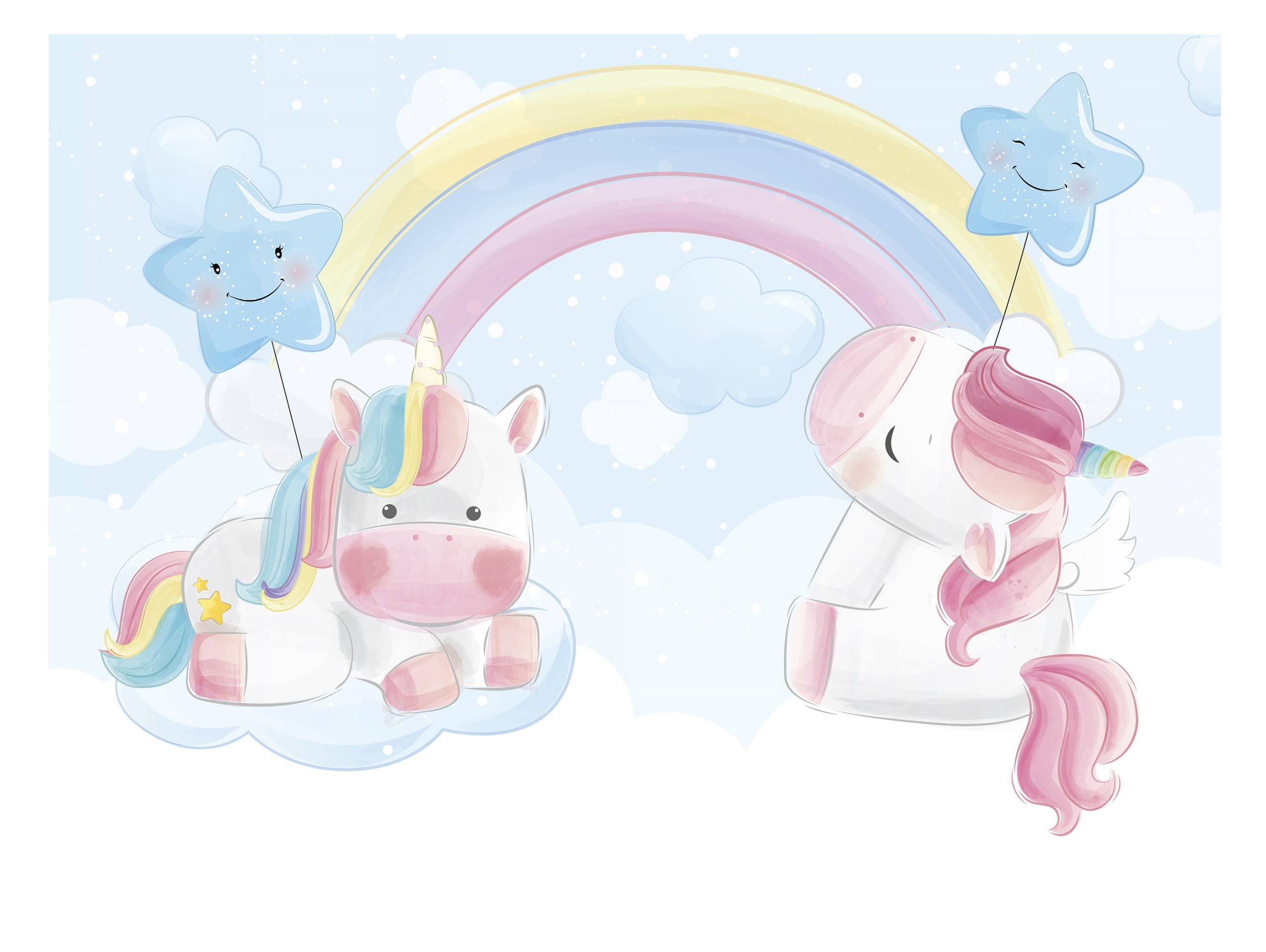 Fototapeta Duha Jednorožci Mraky Pro Dívky Na Flizelině 368x254