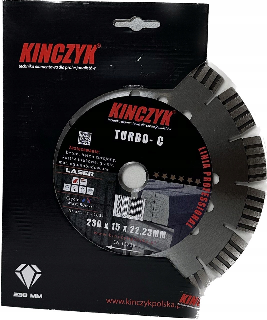 Diamantový kotouč 230x15x22,23 mm Kińczyk Turbo-C beton vyztužený keramikou