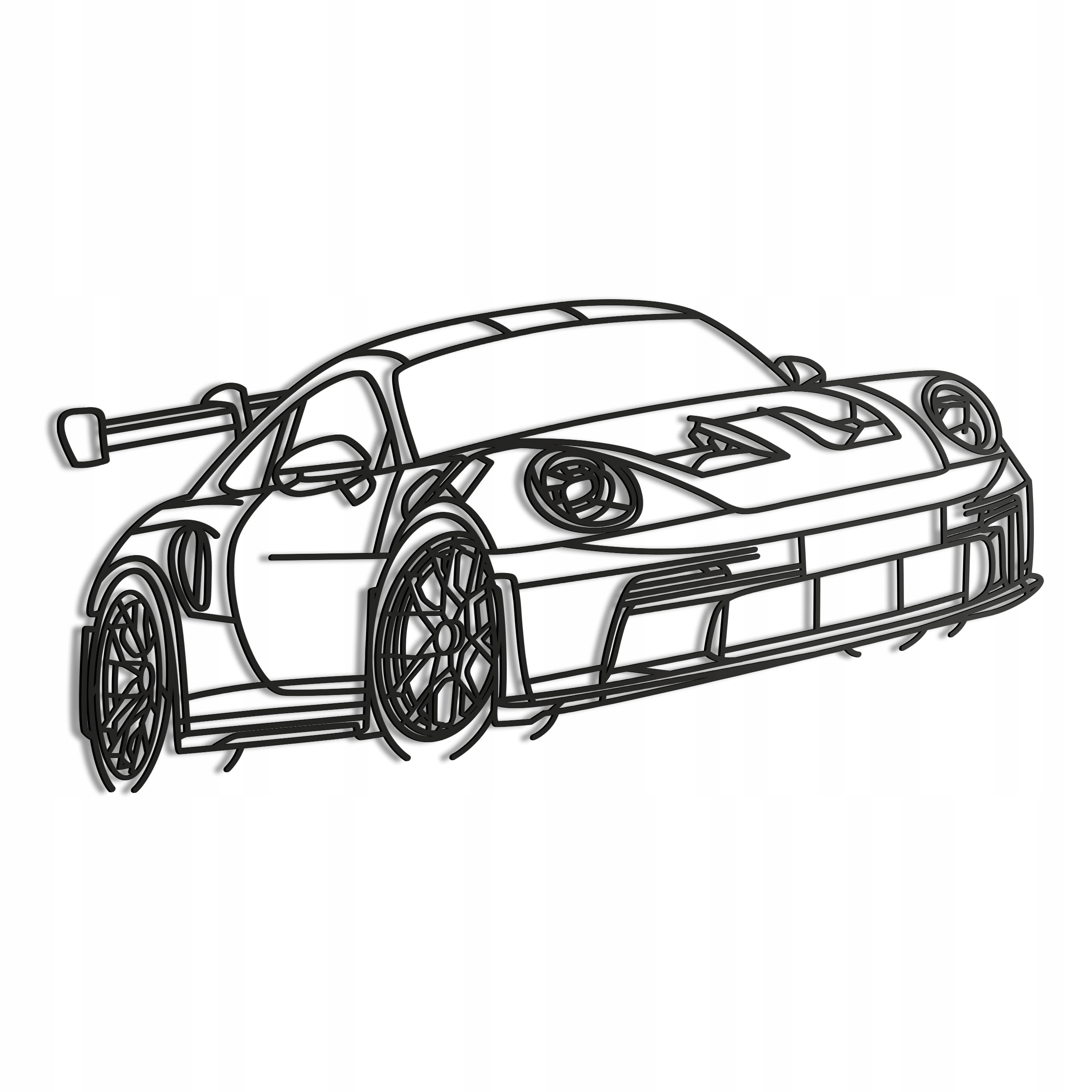Dřevěný 3D obraz Porsche 911 ve stylu Line Nástěnná Dekorace Dárek XL