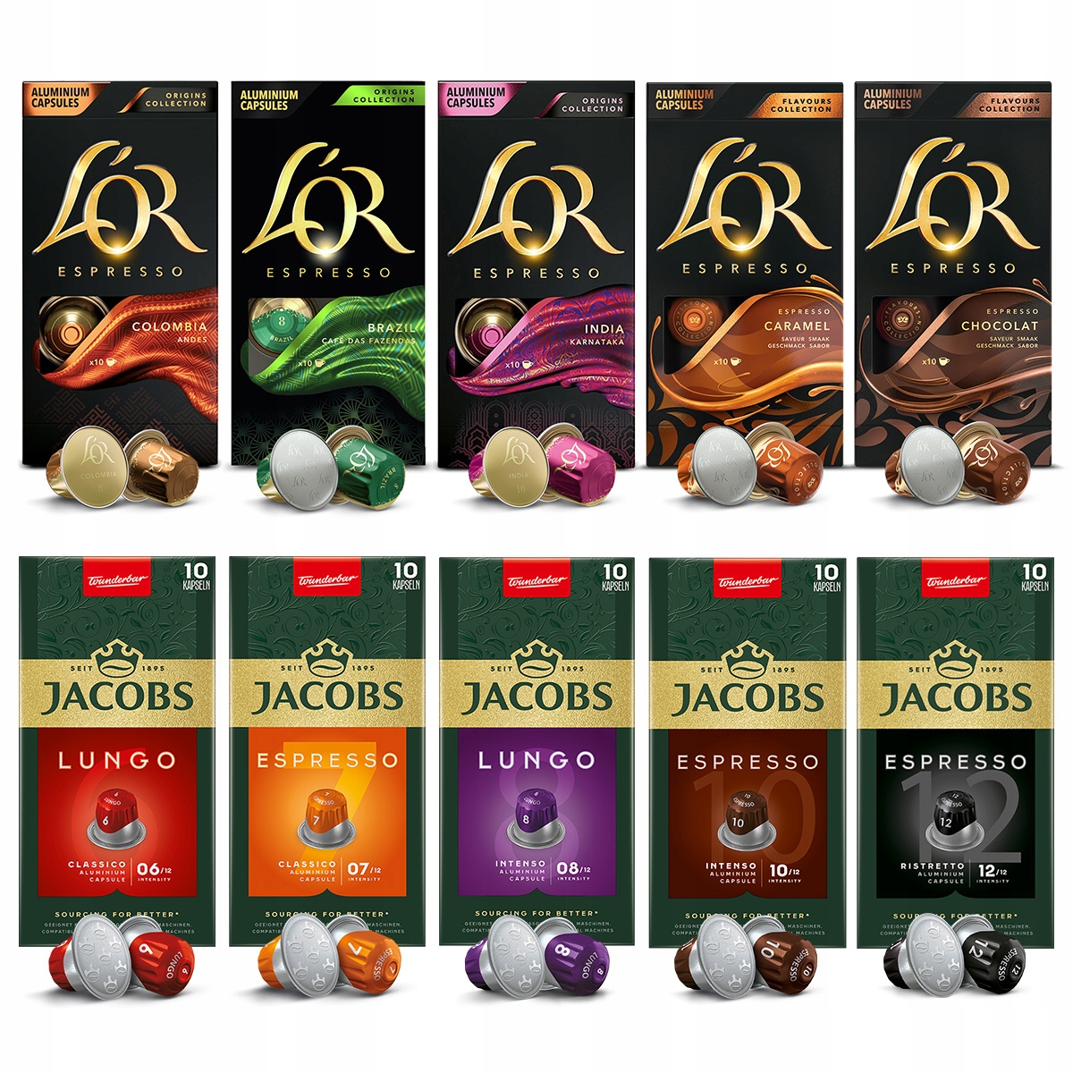 Kapsułki do Nespresso(r)* mix Jacobs, L'or espresso lungo 90+10 Gratis!
