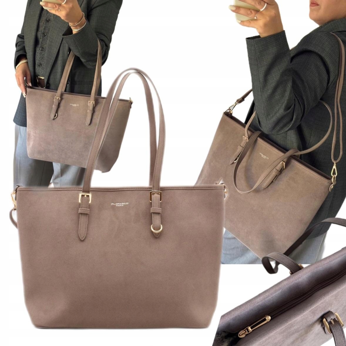 Dámská Kabelka Dárek Na Velikonoce Flora&co Semiš Eco Taška Shopper Šedá