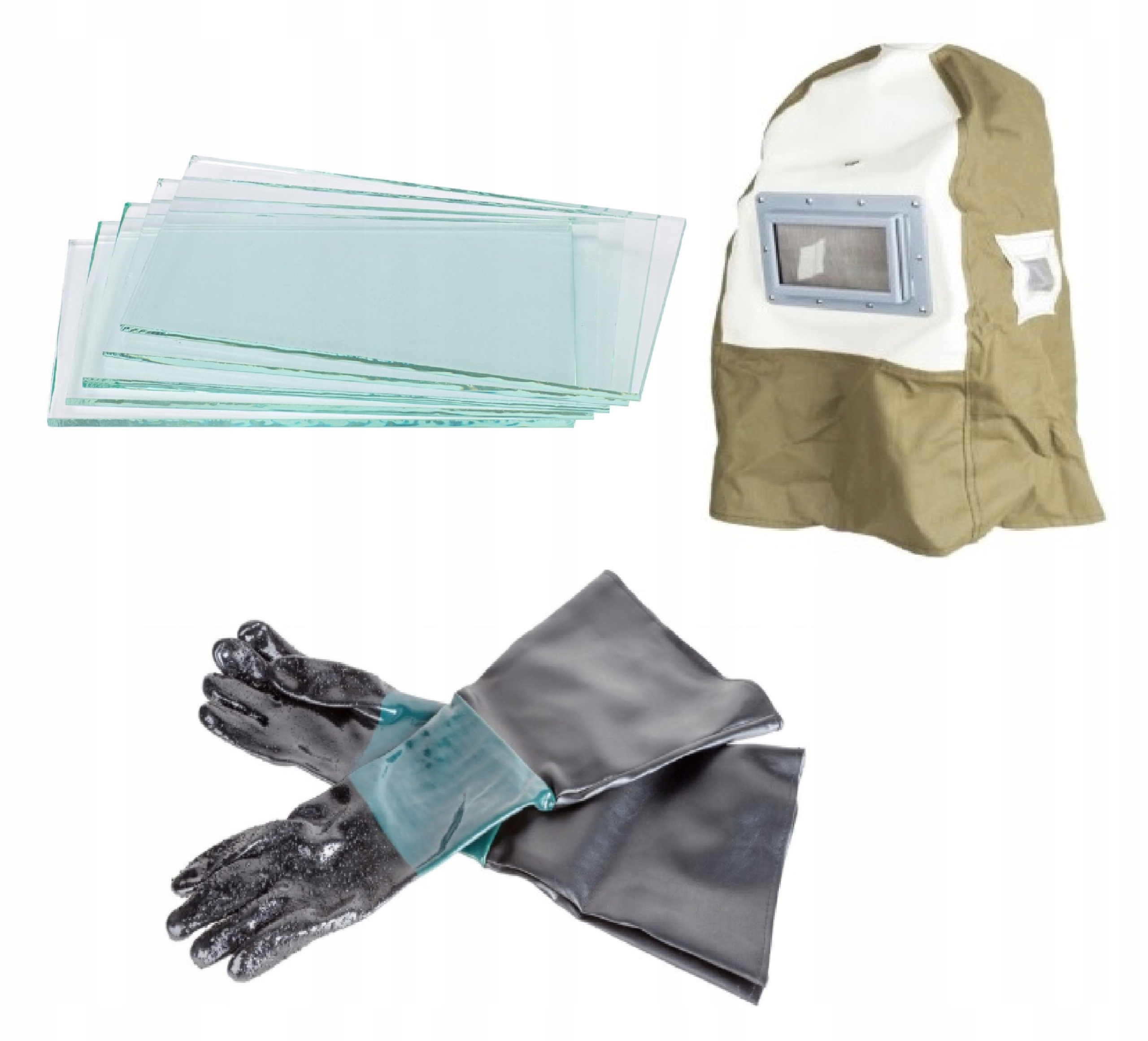 Pískovací maska rukavice na pískování 5 kusů skel