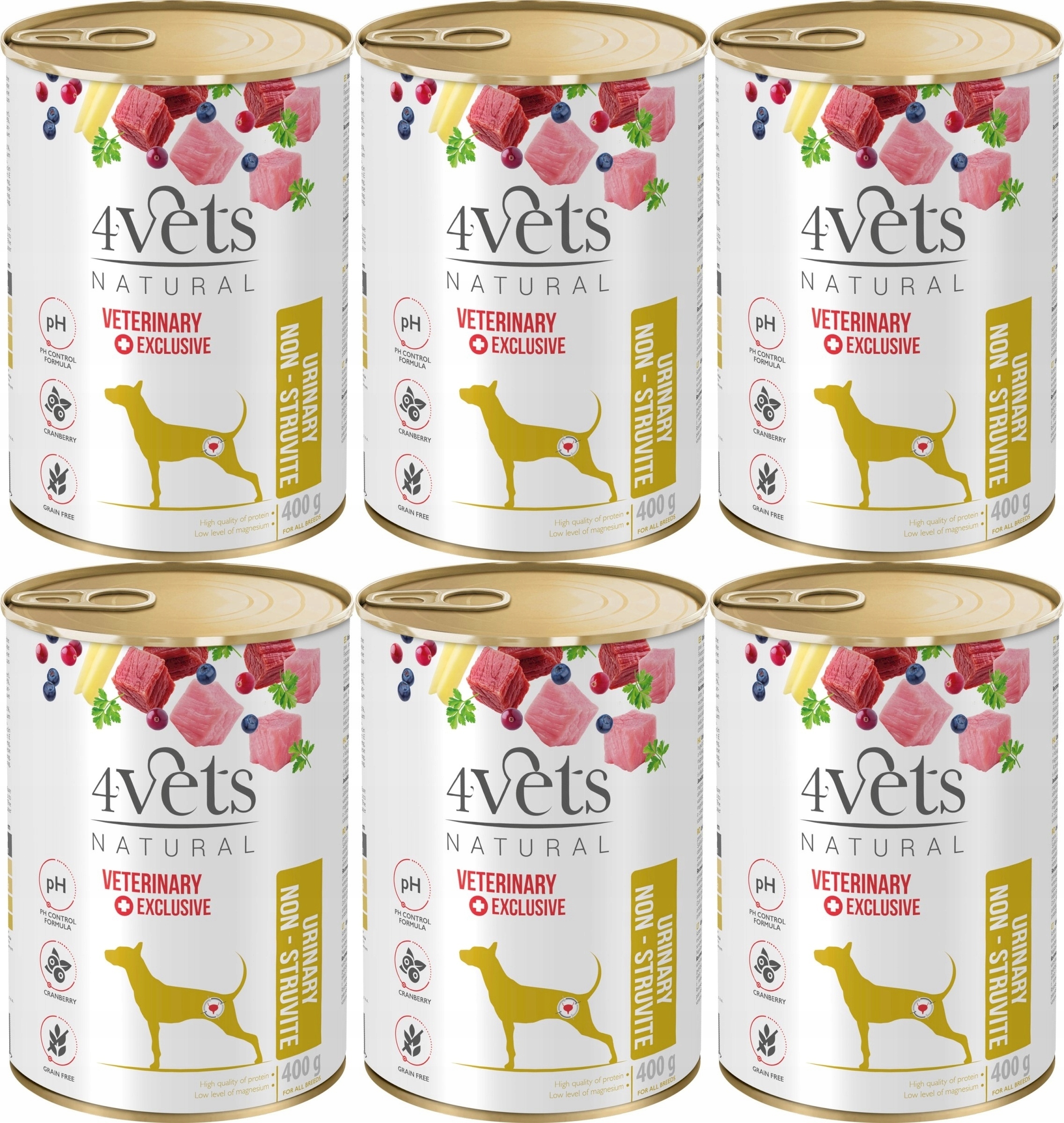 Levně 4Vets Natural Dog Urinary 6 plechovek 400 g