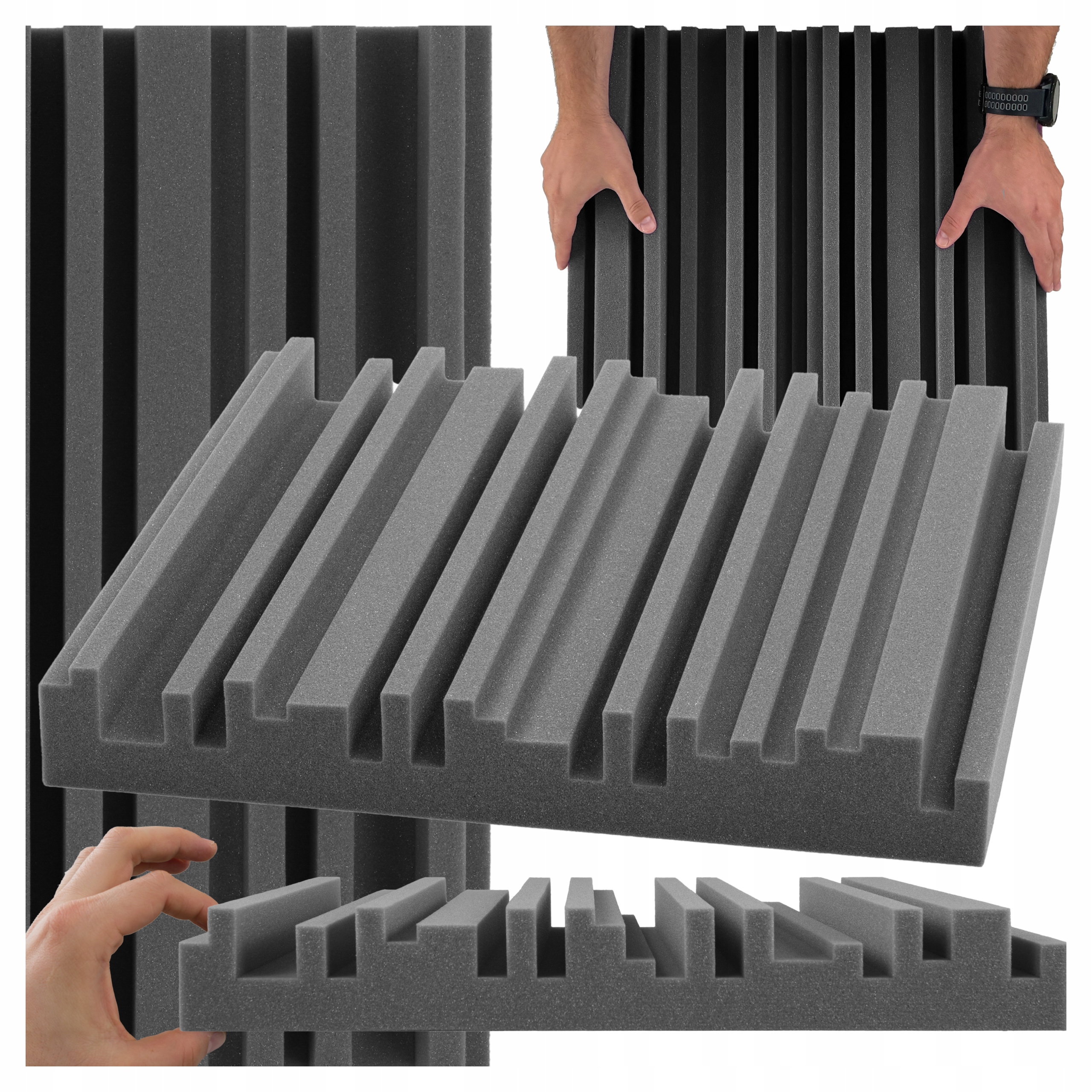 Šedé akustické pěny na zeď Equalizer 7 cm pro redukci ozvěny 1 m2