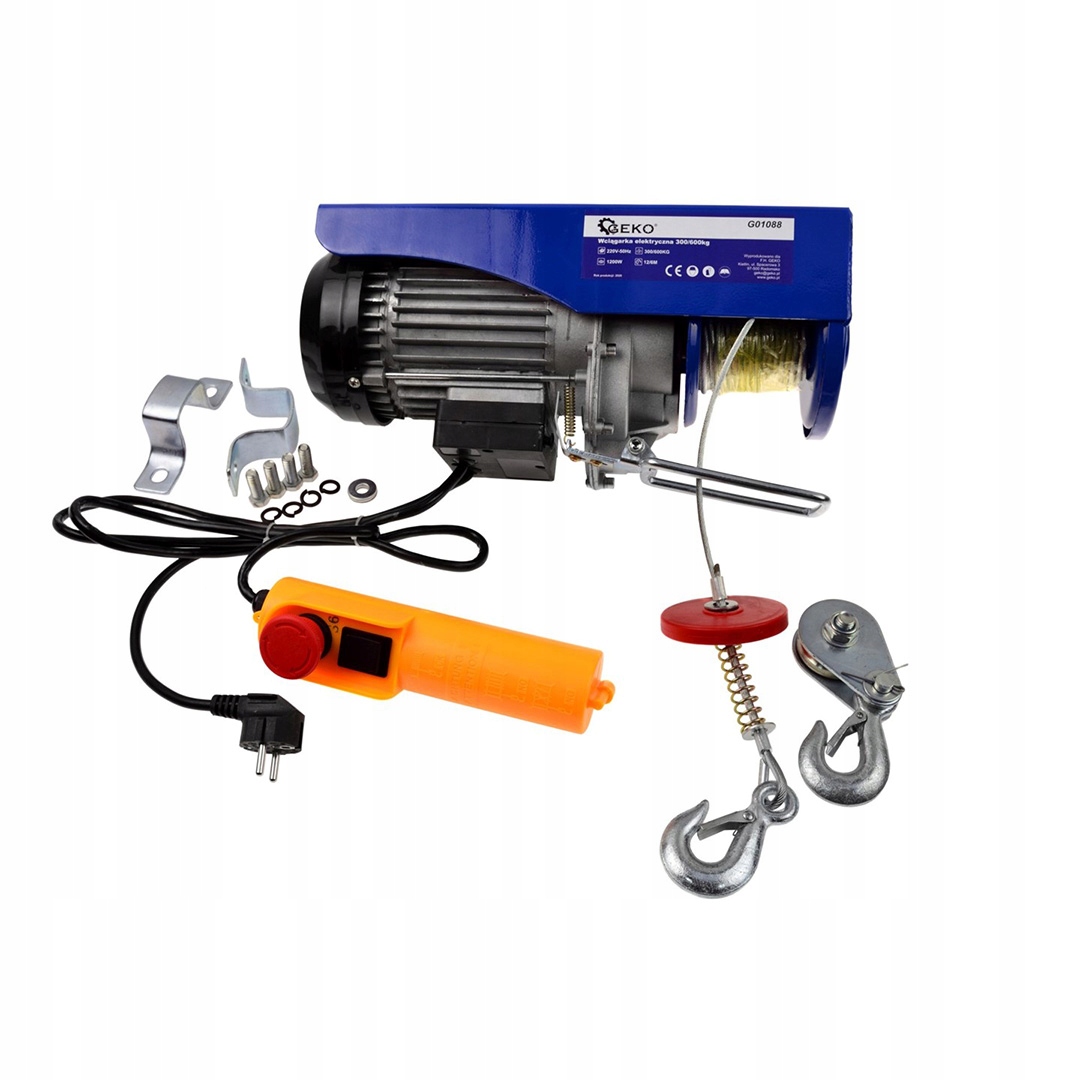 Elektrický lanový navijak Geko G01088 1200W 300/600 kg 12/6 m