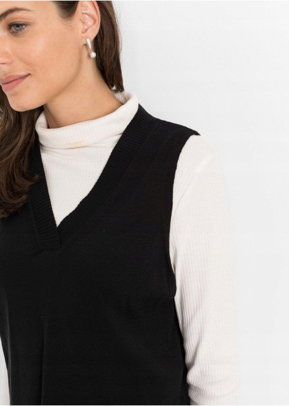 BONPRIX _ZT 23X CZARNA KAMIZELKA DZIANINOWA _/ 34 Rozmiar 34