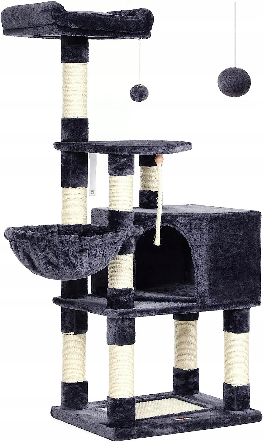 Levně Škrabadlo pro kočky Domeček Pelíšek Věž Sloupek Šedé