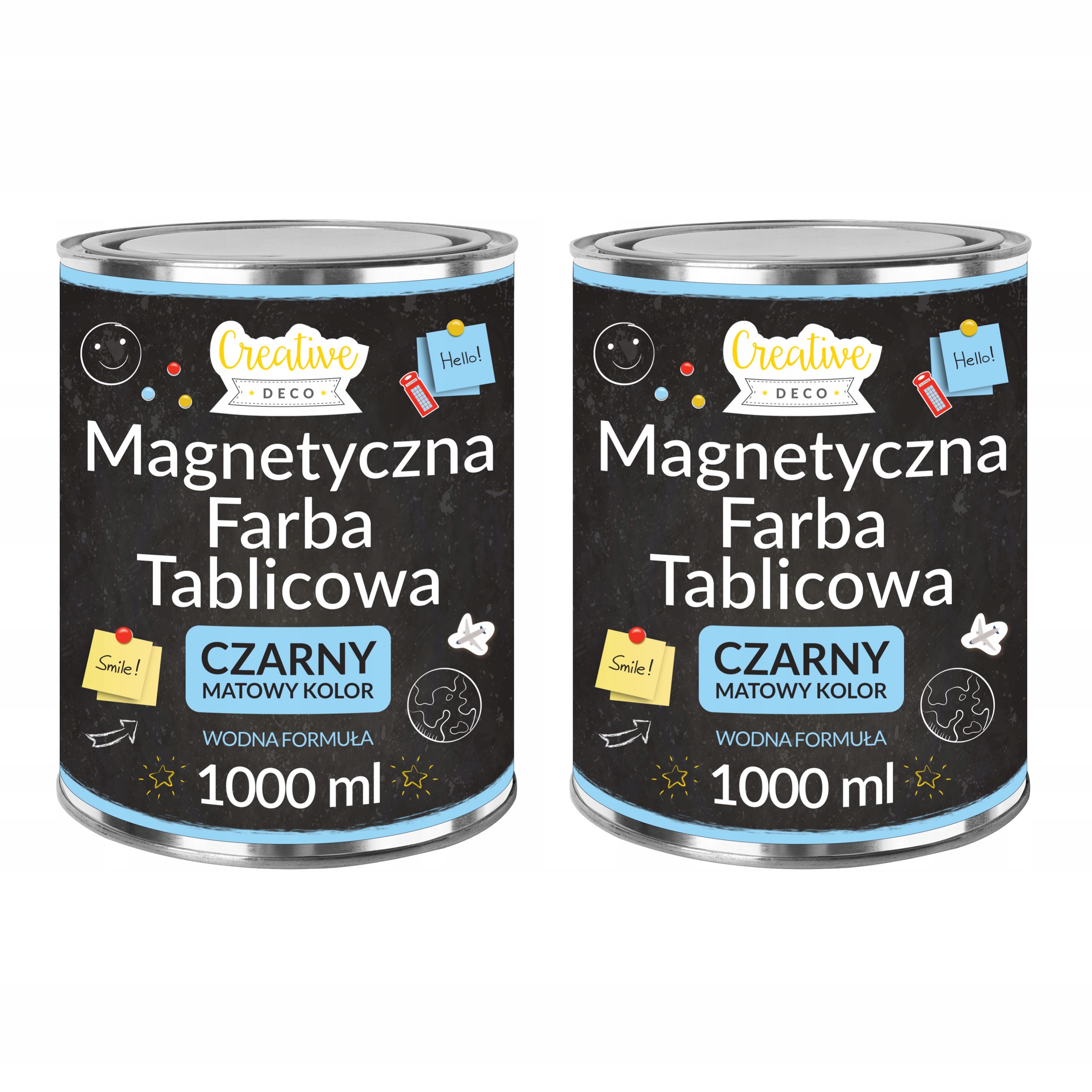 Magnetická tabuľová farba 2w1 nástenná čierna na nábytok drevených stien 2 x 1L