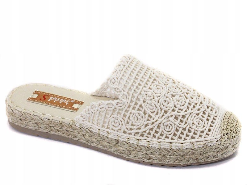 

Damskie Klapki Espadryle Ażurowe Pełne Beż 8P 39