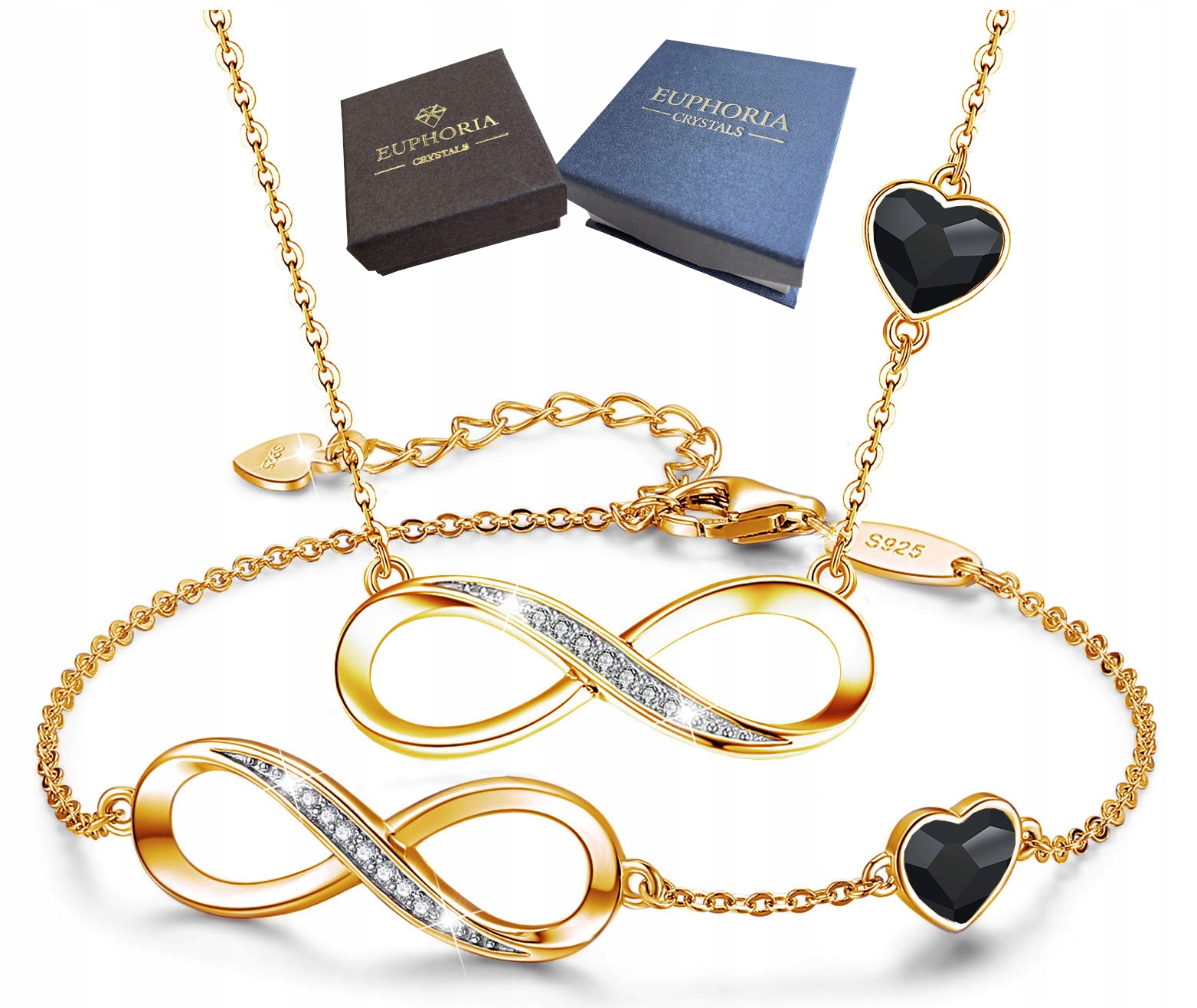 Zlatý komplet šperků Zirkony Stříbro 925 Dárek pro ženu Sada