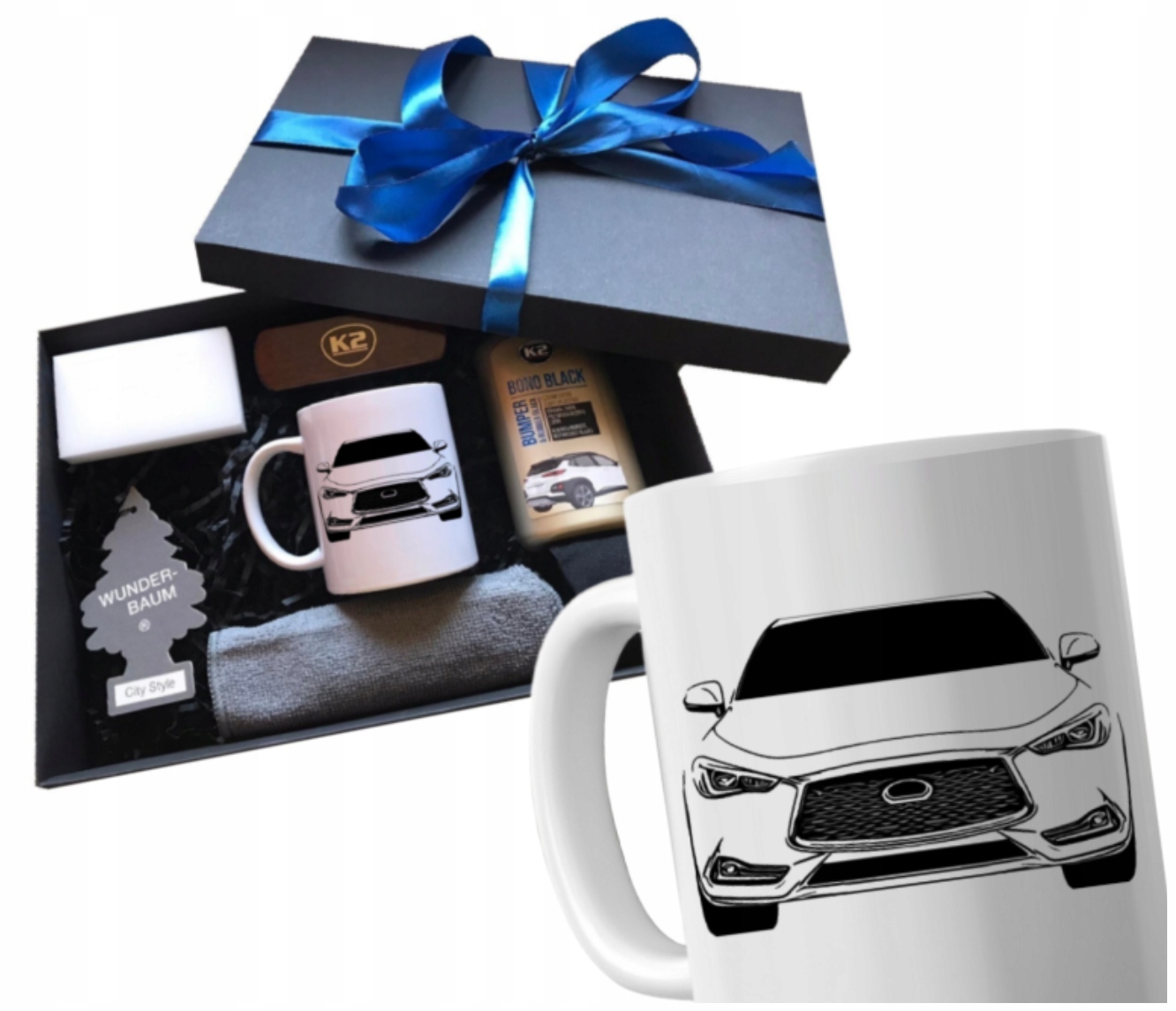 Hrnek box pro řidiče auta Infiniti sada dárek do auta s vychytávkami