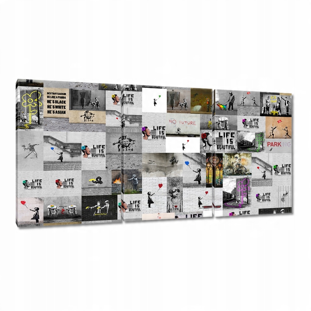 

Obraz 120x60 Mega Mix Banksy Kolaż
