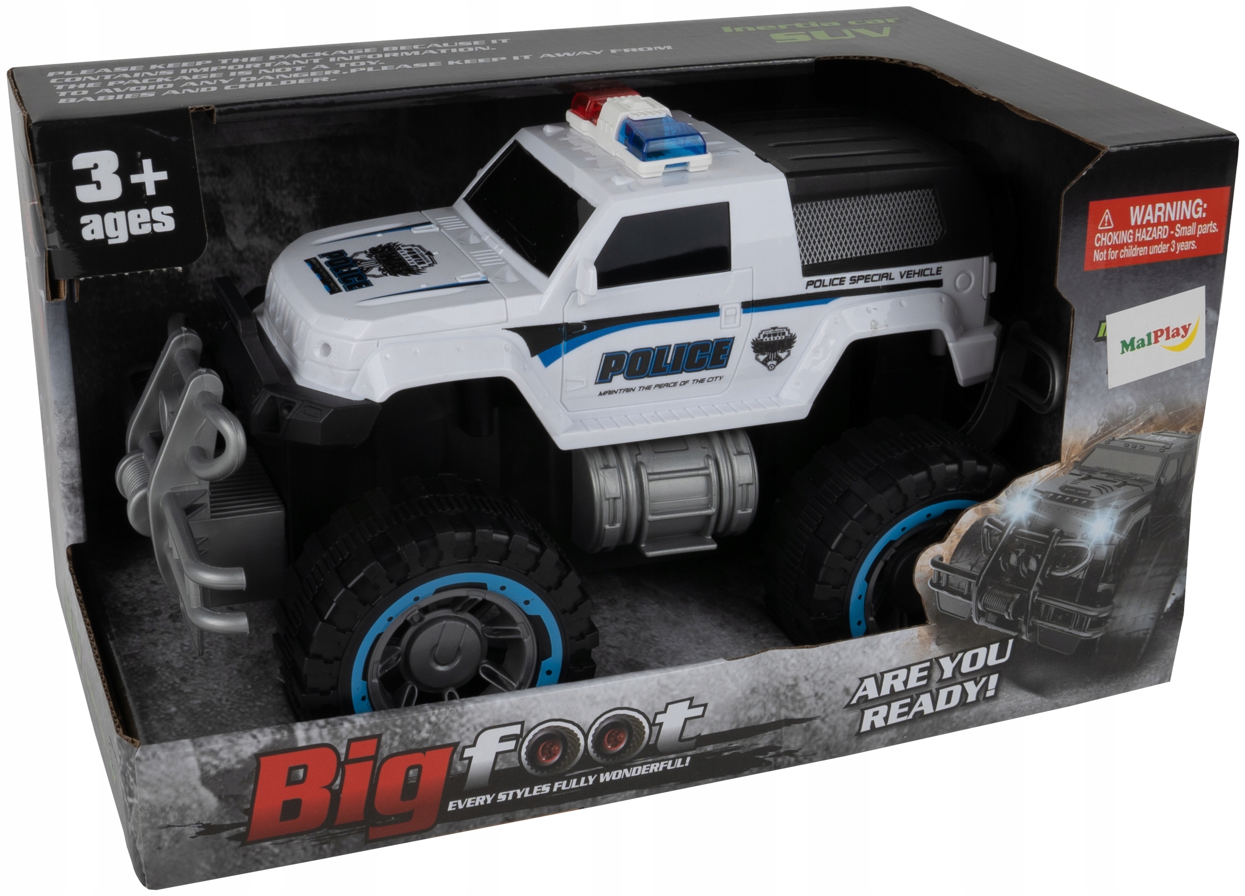 SAMOCHÓD AUTO MONSTER POLICJA Z NAPĘDEM RADIOWÓZ Kolor dominujący wielokolorowy