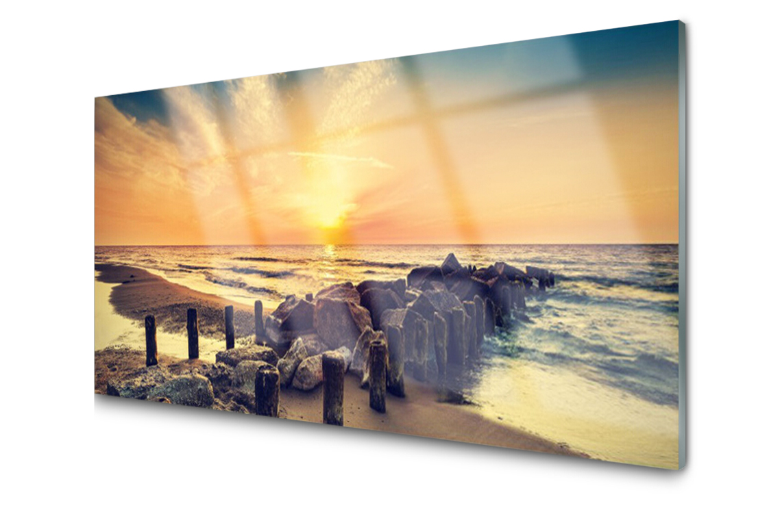

Panel szklany Płytka Plaża Morze Zachód 100x50