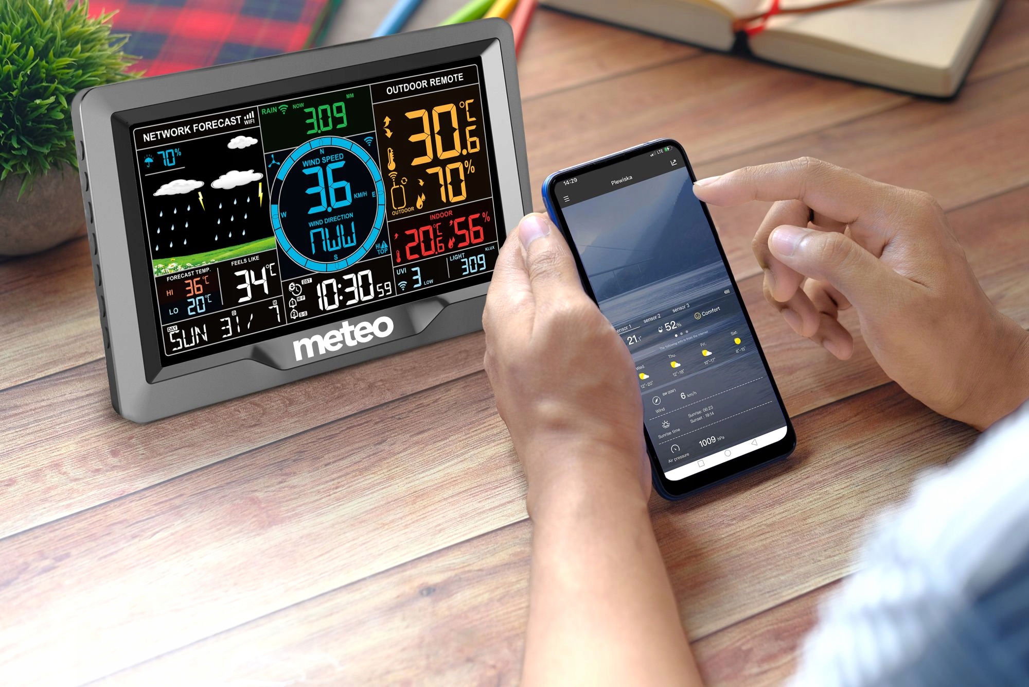 STACJA POGODY POGODOWA MIERNIK WIATRU WIFI DCF Materiał tworzywo sztuczne