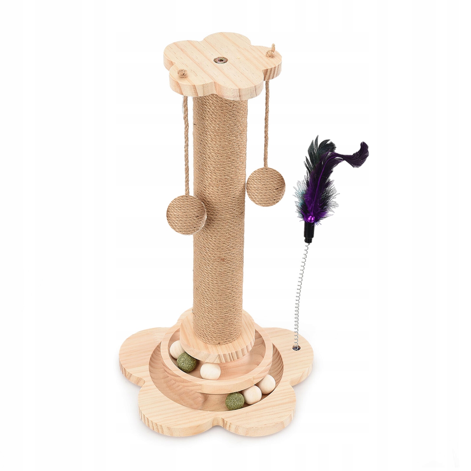 Levně Škrabadlo Pro Kočky S Interaktivním Rotujícím Míčem A Rotující Hračka