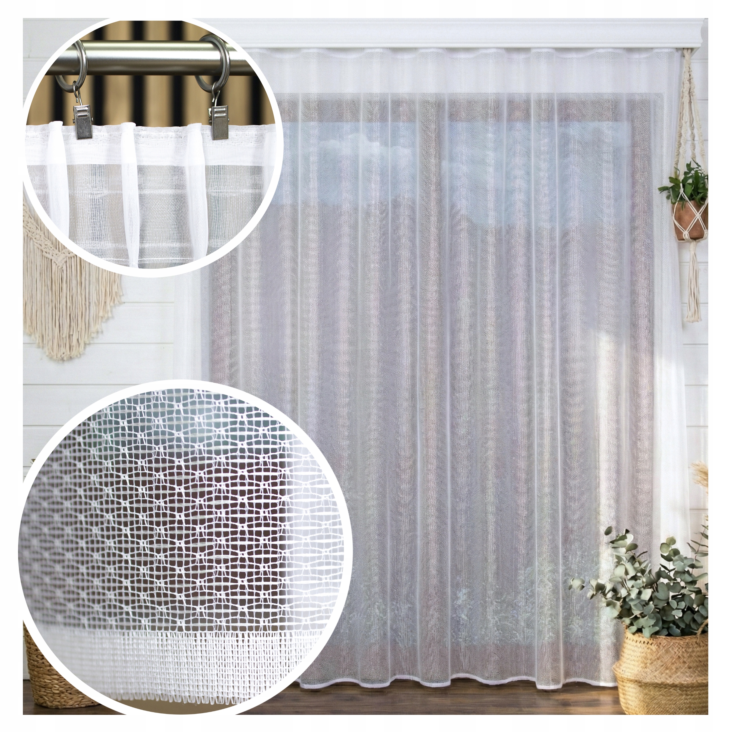 Záclona Boho Žakard Stella 350x235 Páska Žabky Hotová Obývací Pokoj Bez Žehlení