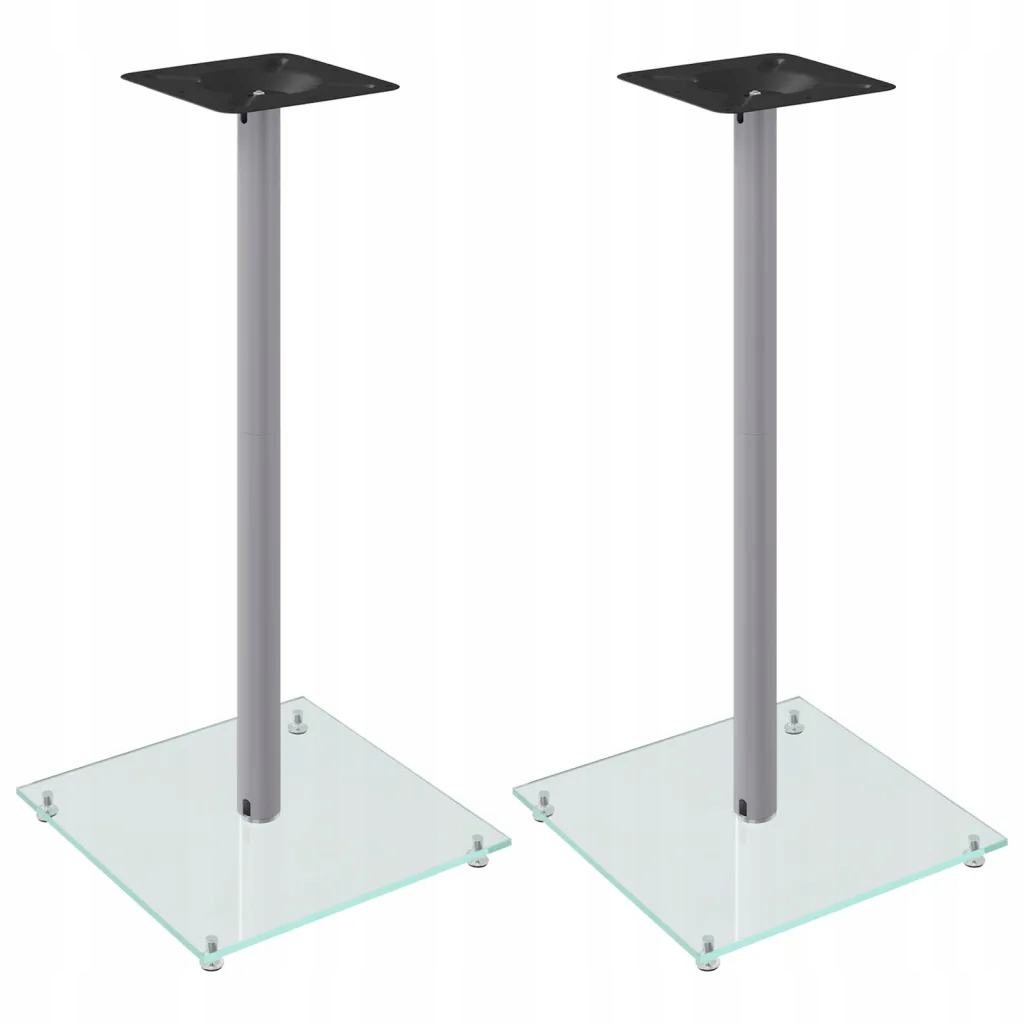 Stojaki pod głośniki aluminium, szkło hartowane 40x40x86 srebrny