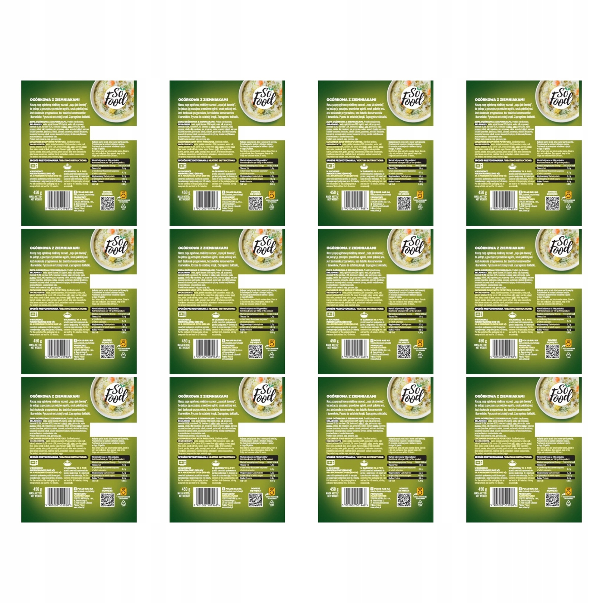 12x 450g Zupa Ogórkowa z Ziemniakami danie gotowe So Food
