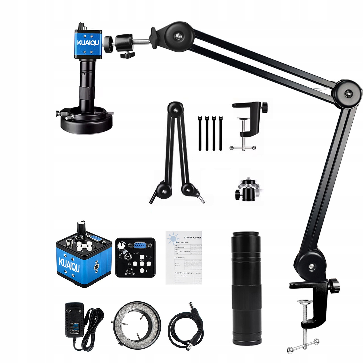 Kuaiqu Mikroskop Cyfrowy 13MP, 150x Powiększenie, Kamera 1080P Vga