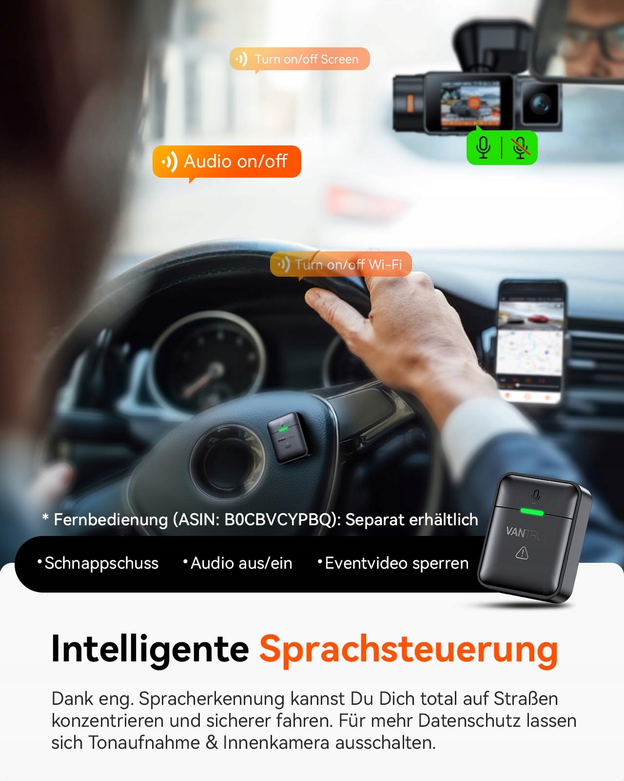 VANTRUE N2X Kamera 2.7K 1080P GPS WiFi Nocny Tryb 24/7 Parkowanie — miniatura 8