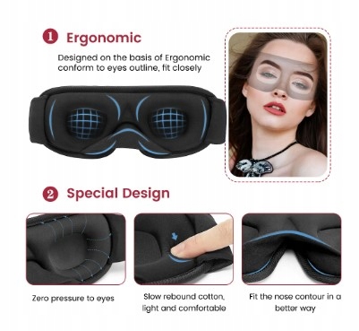 3D PREMIUM PROFESJONALNA MASKA DO SPANIA OPASKA NA OCZY SNU BIAŁA Płeć uniseks