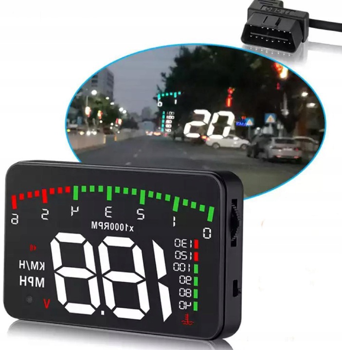 WYŚWIETLACZ PROJEKTOR LED LCD HUD PRĘDKOŚĆ ZEGAR Waga produktu z opakowaniem jednostkowym 0.8 kg