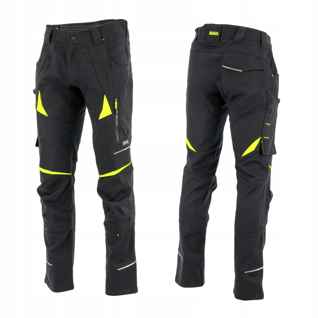 Sara workwear spodnie robocze do pasa Cottonflex czarny-żółty 46