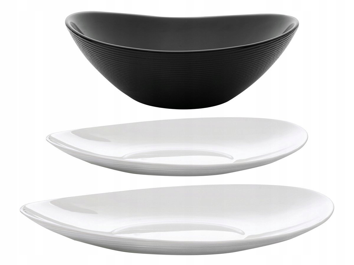 TALERZE OBIADOWE ORION 6/18 biało czarny Marka Bormioli Rocco