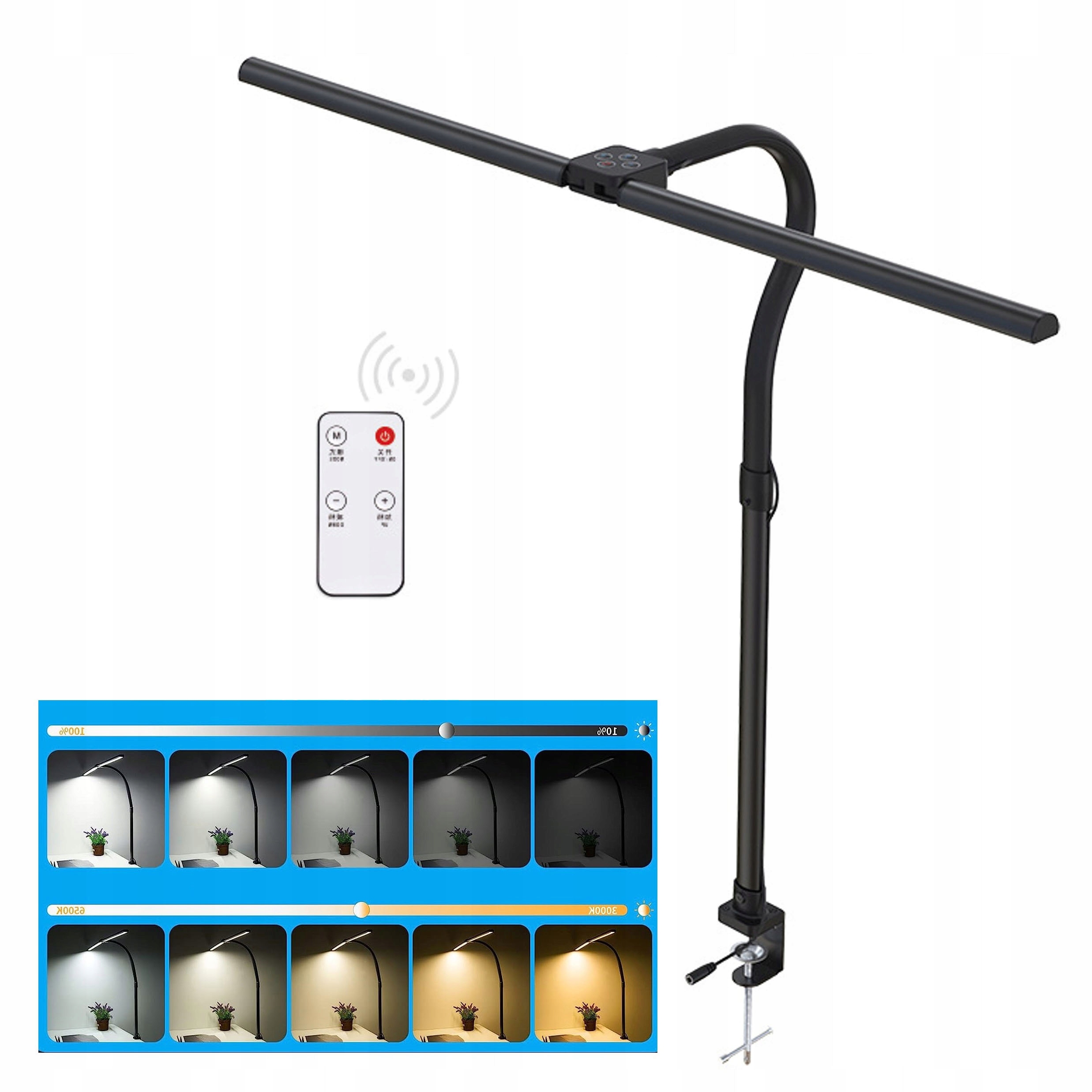 24 W Led Stolní Lampa S Dvojitou Hlavou, Lampa Na Husím Krku S Klipem