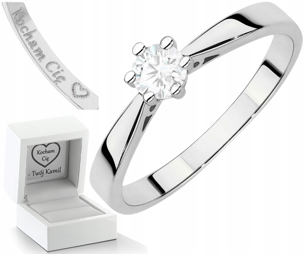 Bílé Zlato Prstýnek S Laboratorním Briliantem Zlato 585 Dárek Gravírování