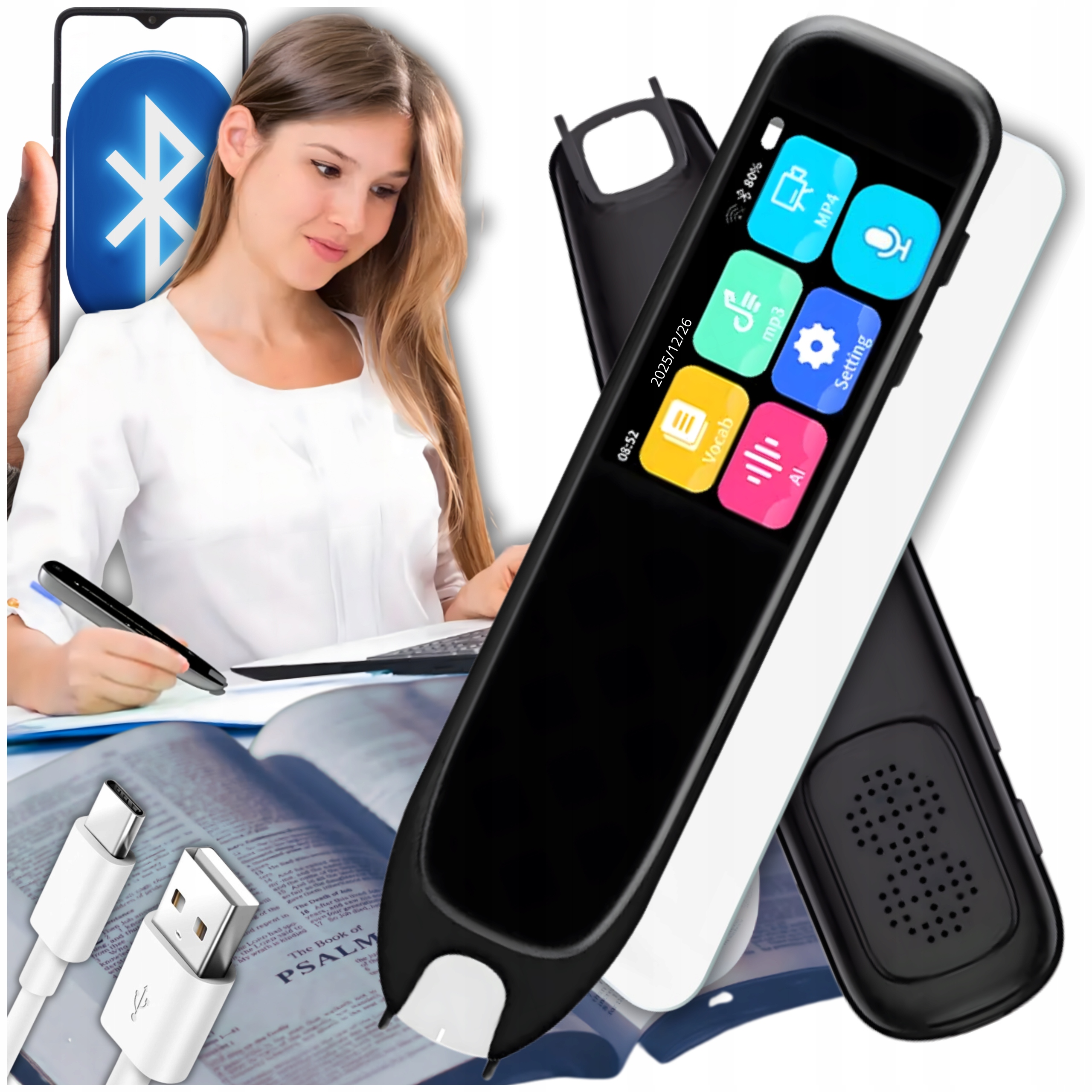 Tłumacz Elektroniczny Translator 132 Języki Skaner Tekstu i Mowy Bluetooth