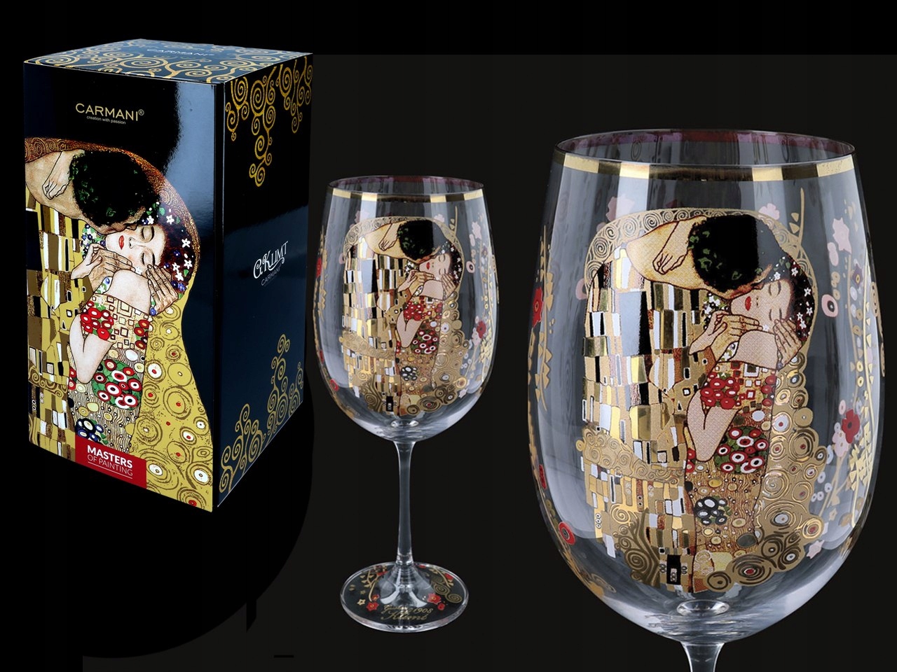 Pohár na víno G. Klimt, Bozk (carmani)