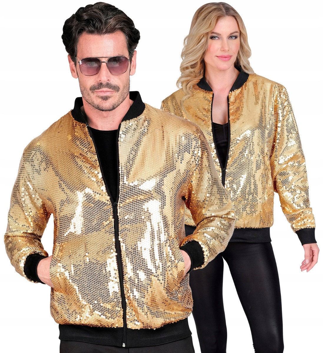 Bomber Zlatá s flitry Bunda Silvestr Převlek Karneval L/XL