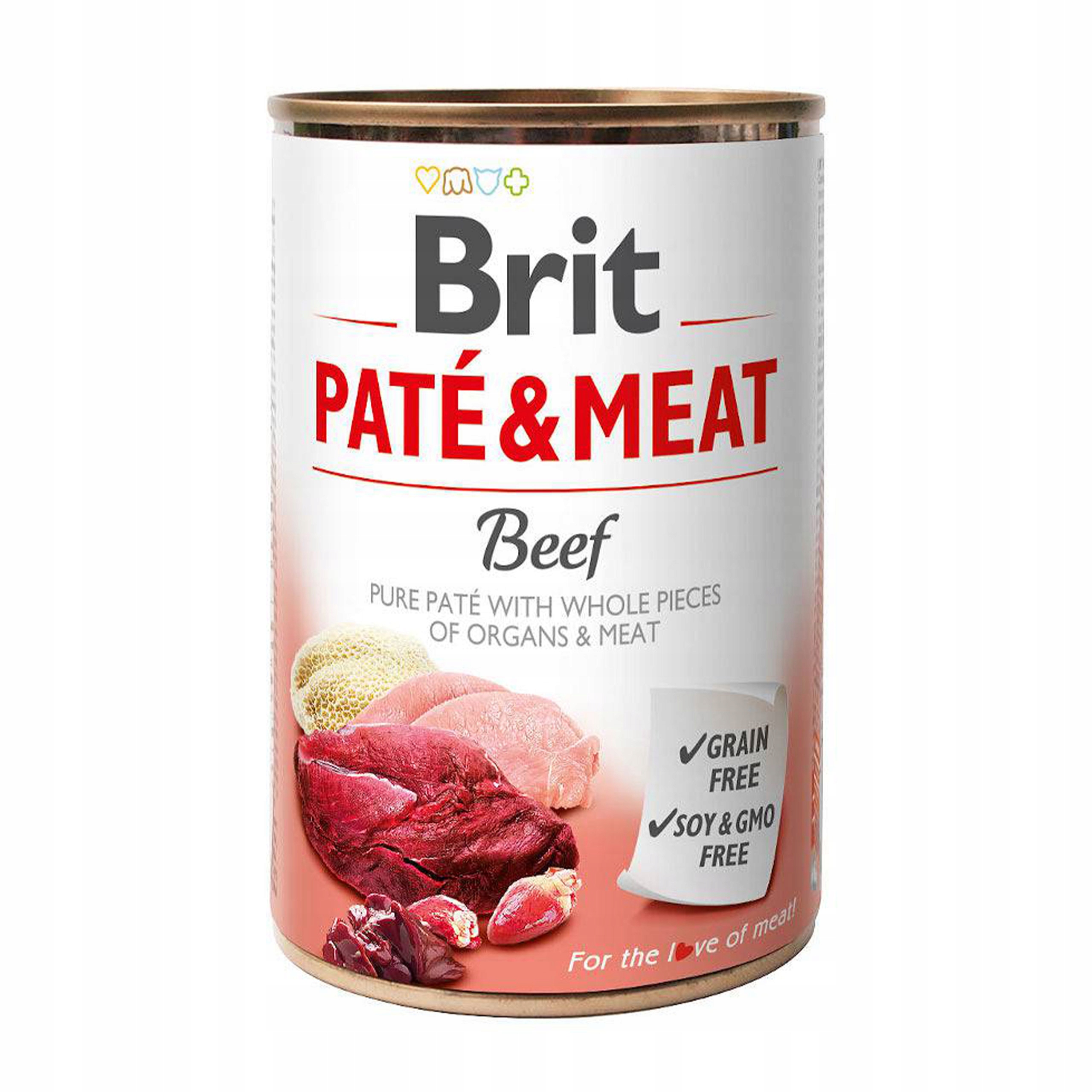Levně Brit Pate & Meat – bezobilné mokré krmivo s hovězím masem, konzerva