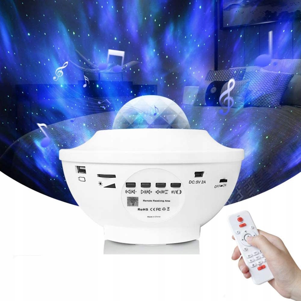 LAMPKA PROJEKTOR GWIAZD LED BLUETOOTH USB BIAŁY Kod producenta BL-XK01/W