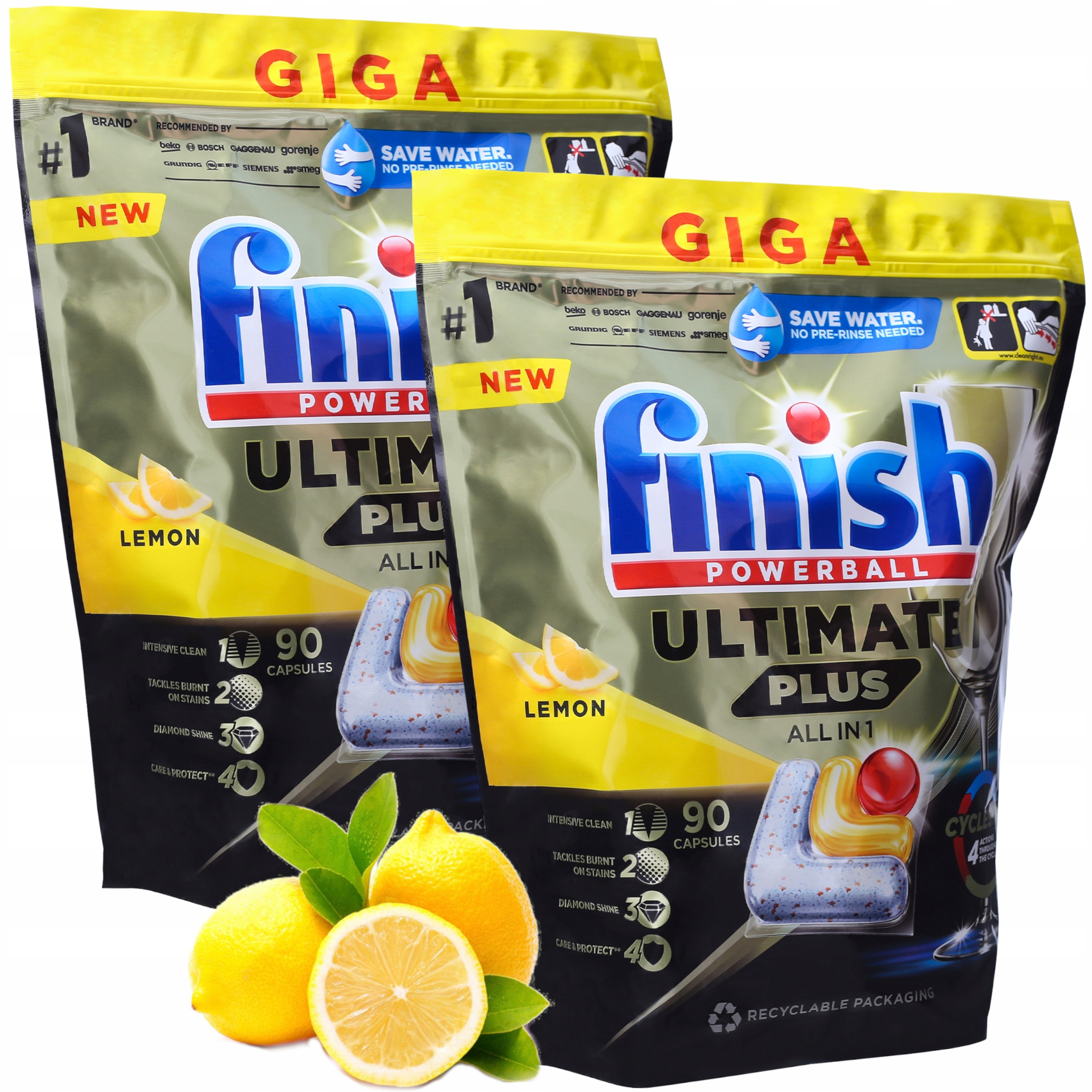 Levně Kapsle do myčky Finish Ultimate Plus citronové tablety 180 ks