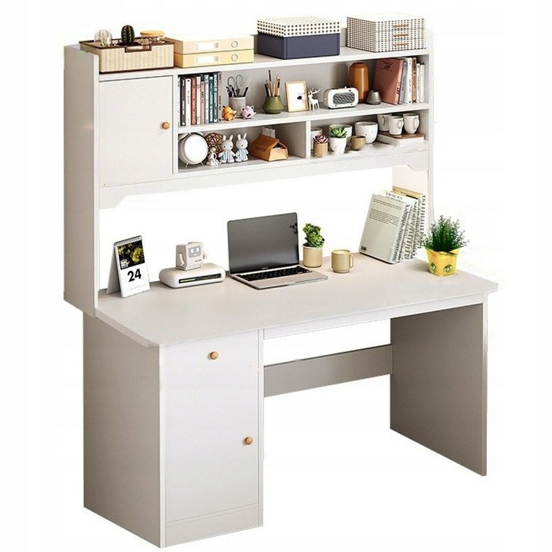 Biurko komputerowe Muvu białe MDF 7 półek 120x43x165 cm