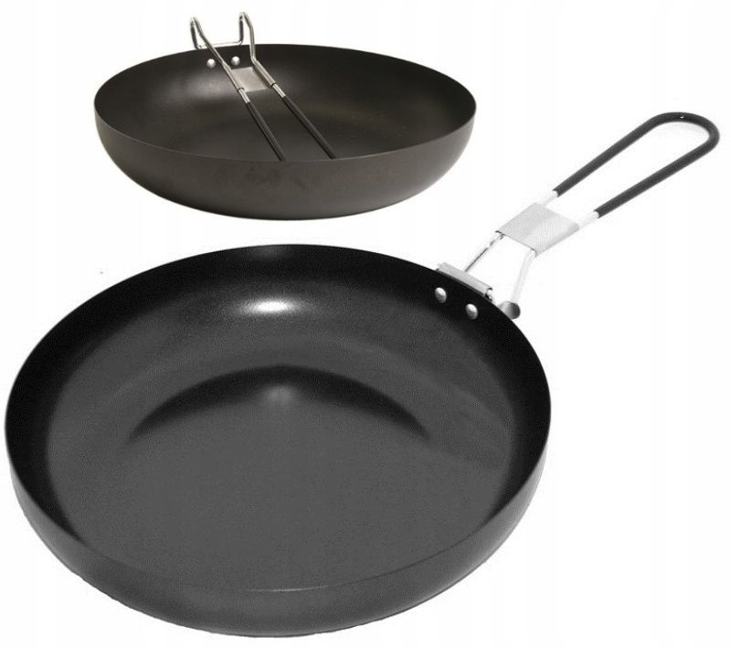 Patelnia turystyczna Mil-Tec 25 cm, składana rączka, nieprzywierająca