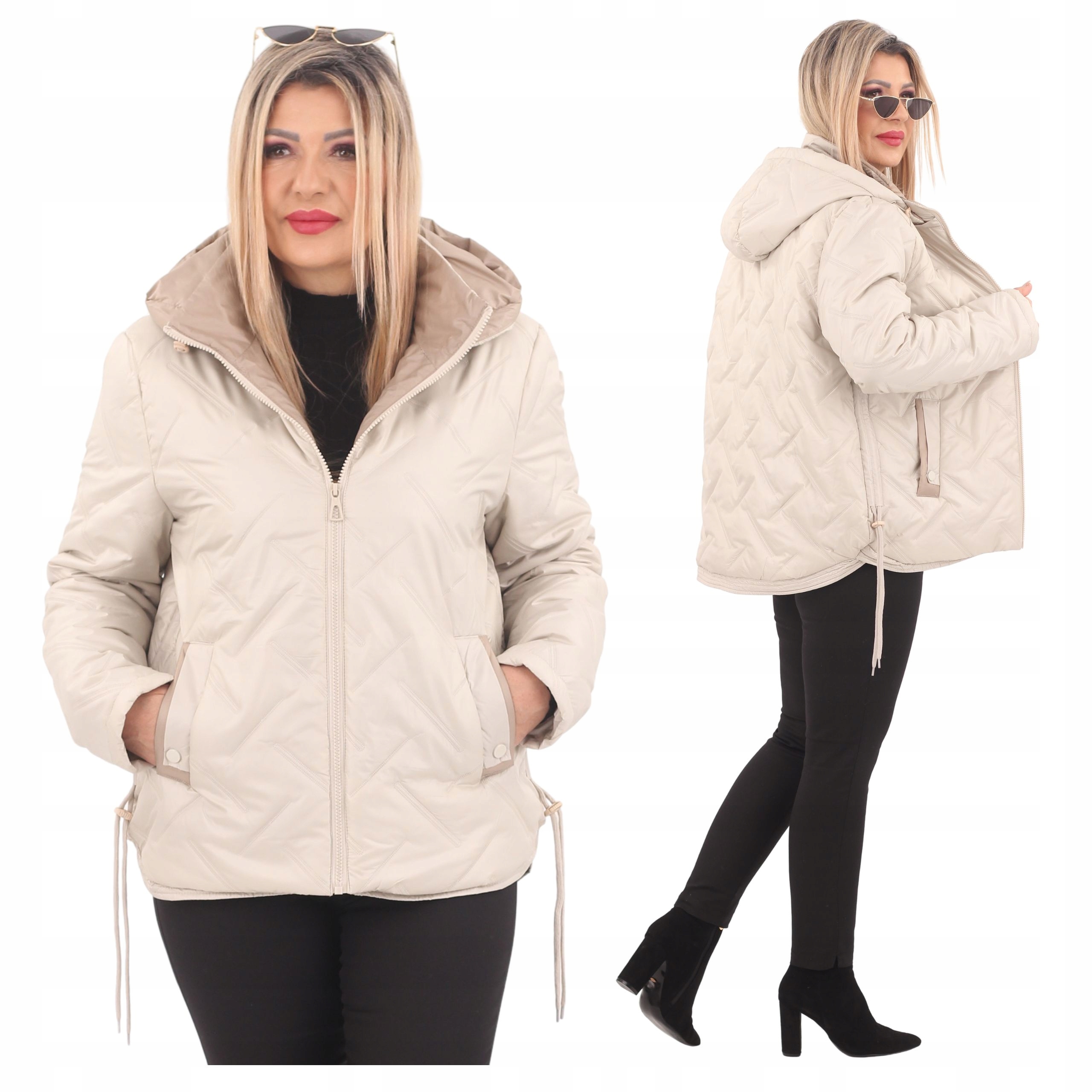 Kurtka Przejściowa Damska Modna Duże Rozmiary Lekka Z Kapturem