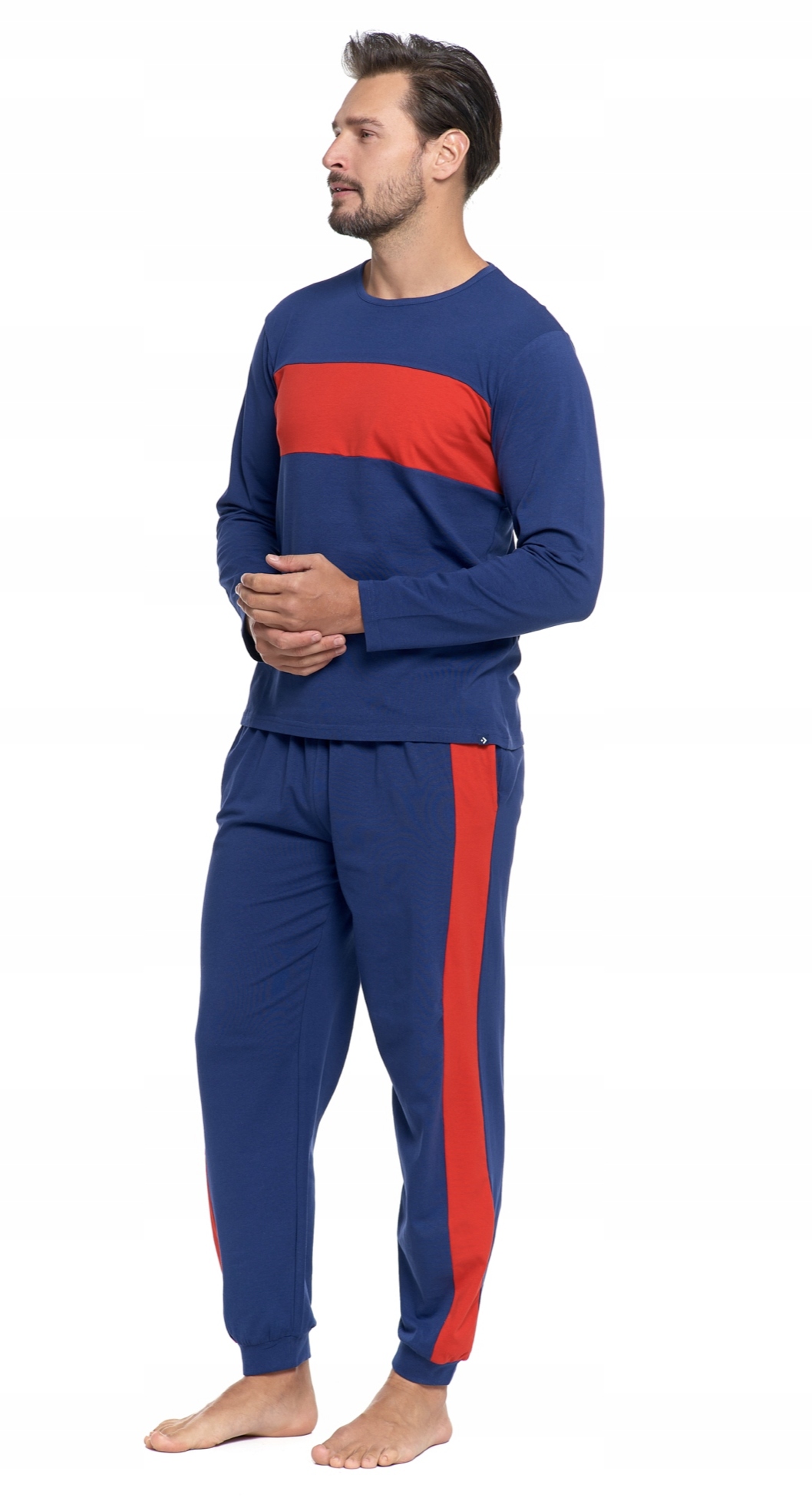 PIŻAMA MĘSKA BAWEŁNIANA DWUCZĘŚCIOWA DŁUGI RĘKAW SPODNIE WYGODNA MORAJ XXL Model PDM3800-001