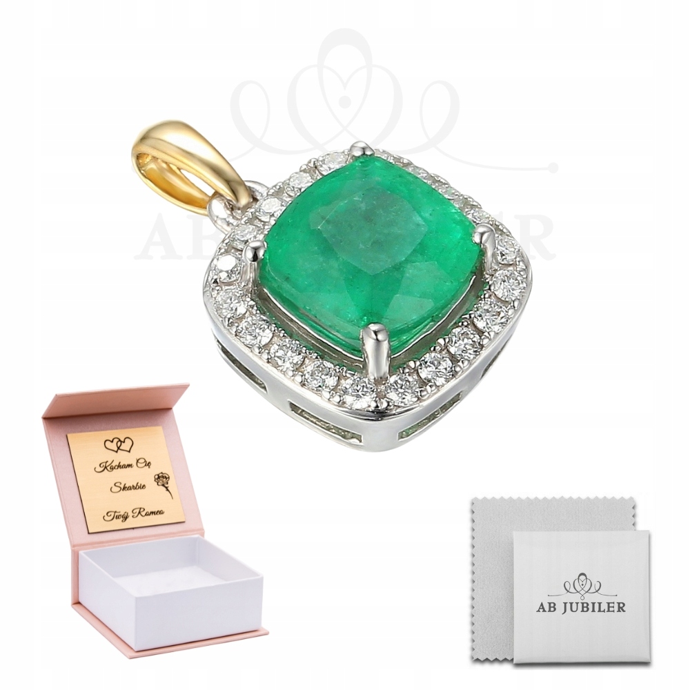Zawieszka Złota 585 Szmaragd Diamenty